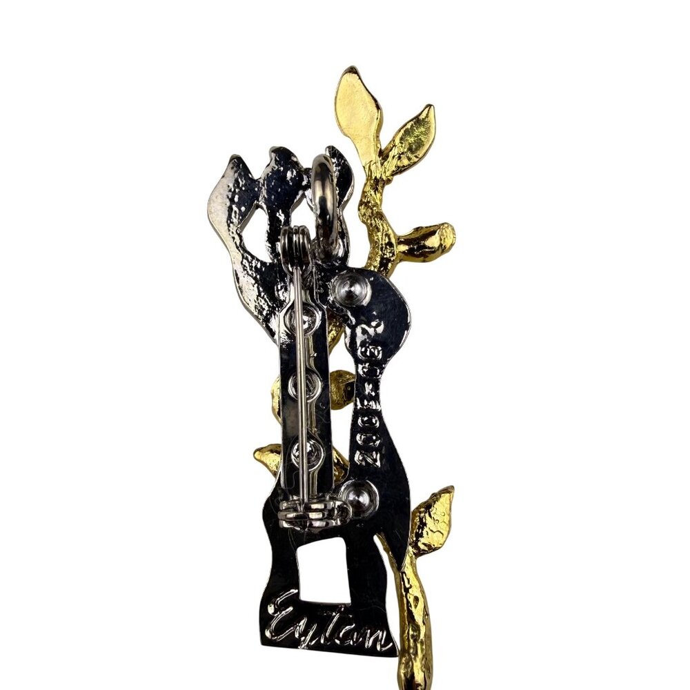 Eytan Womens Silver Tone & Gold Tone Floral Design Brooch Pin 2005-06 - Picture 2 of 5
